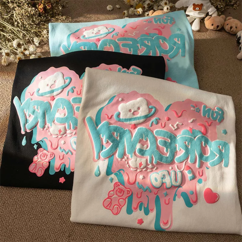 Women's Summer Japanese Retro Dissolving Letter Bear Love t-Shirt Loose Oversized Harajuku Casual Short-Sleeved Top Ins Tide
Women's Summer Japanese Retro Dissolving Letter Bear Love t-Shirt Loose Oversized Harajuku Casual Short-Sleeved Top Ins Tide