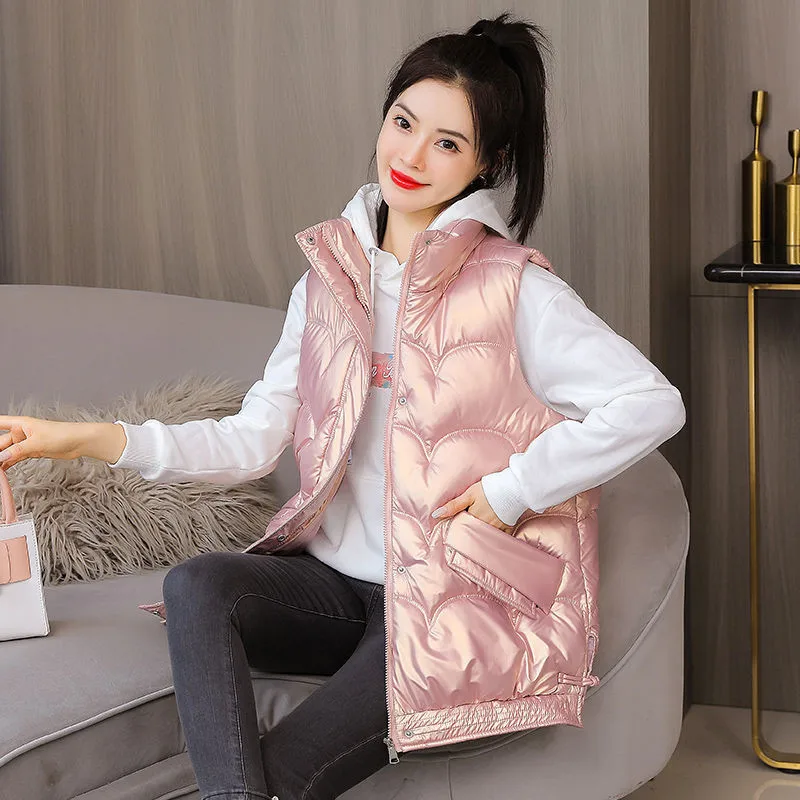 2022 Autumn Winter Warm Down Cotton Vest Women Korean Casual Short Shiny Wash Free Sleeveless Vest Jacket Waistcoat Female
2022 Autumn Winter Warm Down Cotton Vest Women Korean Casual Short Shiny Wash Free Sleeveless Vest Jacket Waistcoat Female