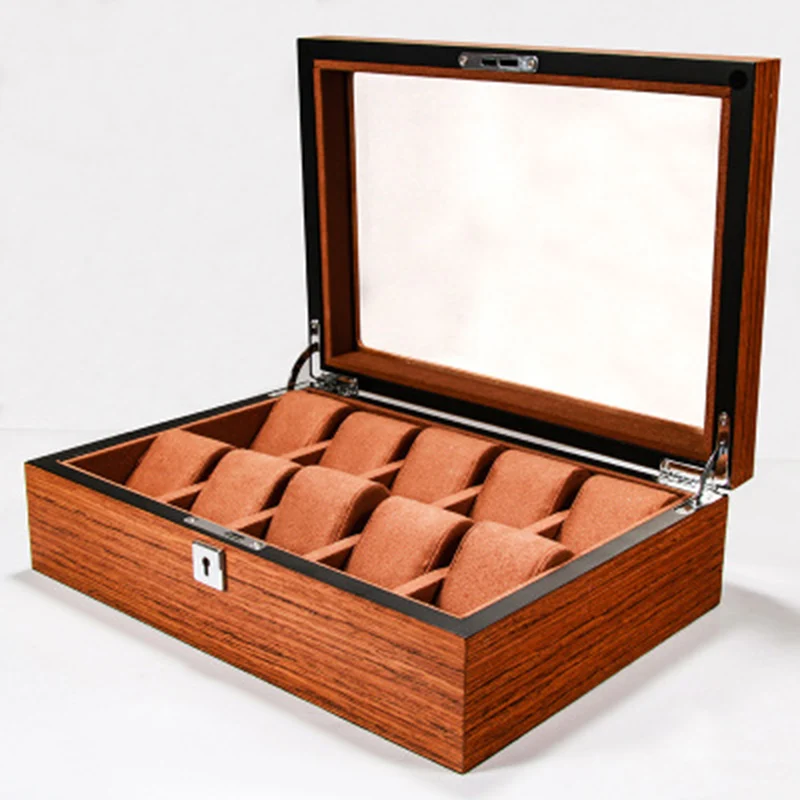 Luxury fashion men home brown color wooden watch box 10 grids double row style watch holder for watches WT-66
Luxury fashion men home brown color wooden watch box 10 grids double row style watch holder for watches WT-66