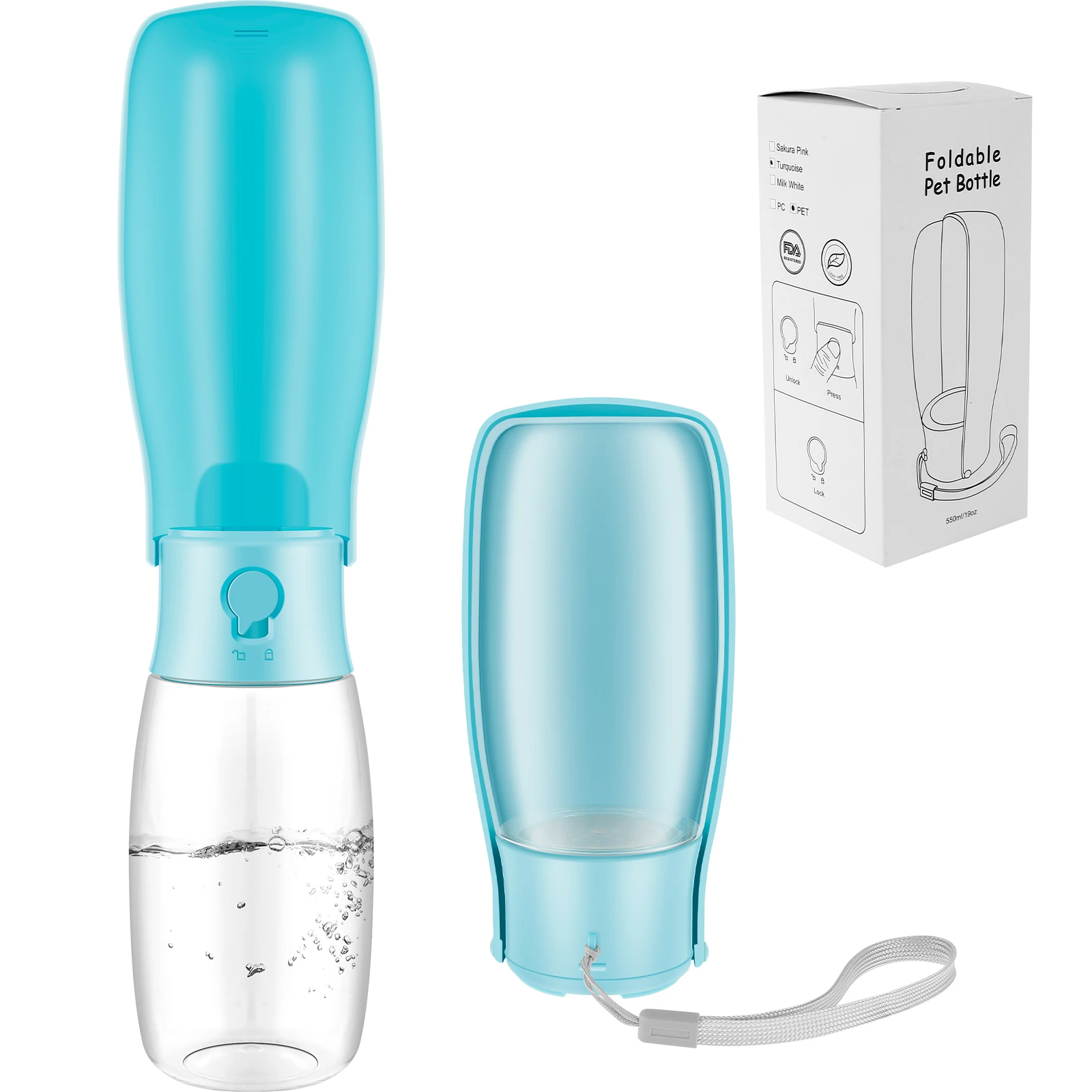 Foldable Dog Water Bottle with Lanyard 550ml/19oz Dog Walking Bottle with Drinking Feeder Leak Proof Pet Water Cup with Filter
Foldable Dog Water Bottle with Lanyard 550ml/19oz Dog Walking Bottle with Drinking Feeder Leak Proof Pet Water Cup with Filter