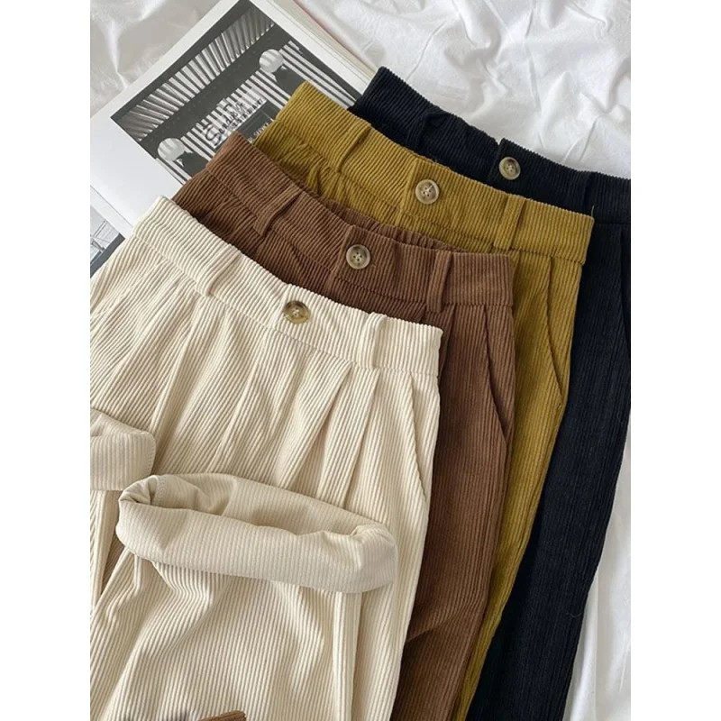 Vintage High Waist Corduroy Pants Women Spring Fall Straight Causal Full Length Trousers Korean Fashion All Match Black Pants
Vintage High Waist Corduroy Pants Women Spring Fall Straight Causal Full Length Trousers Korean Fashion All Match Black Pants