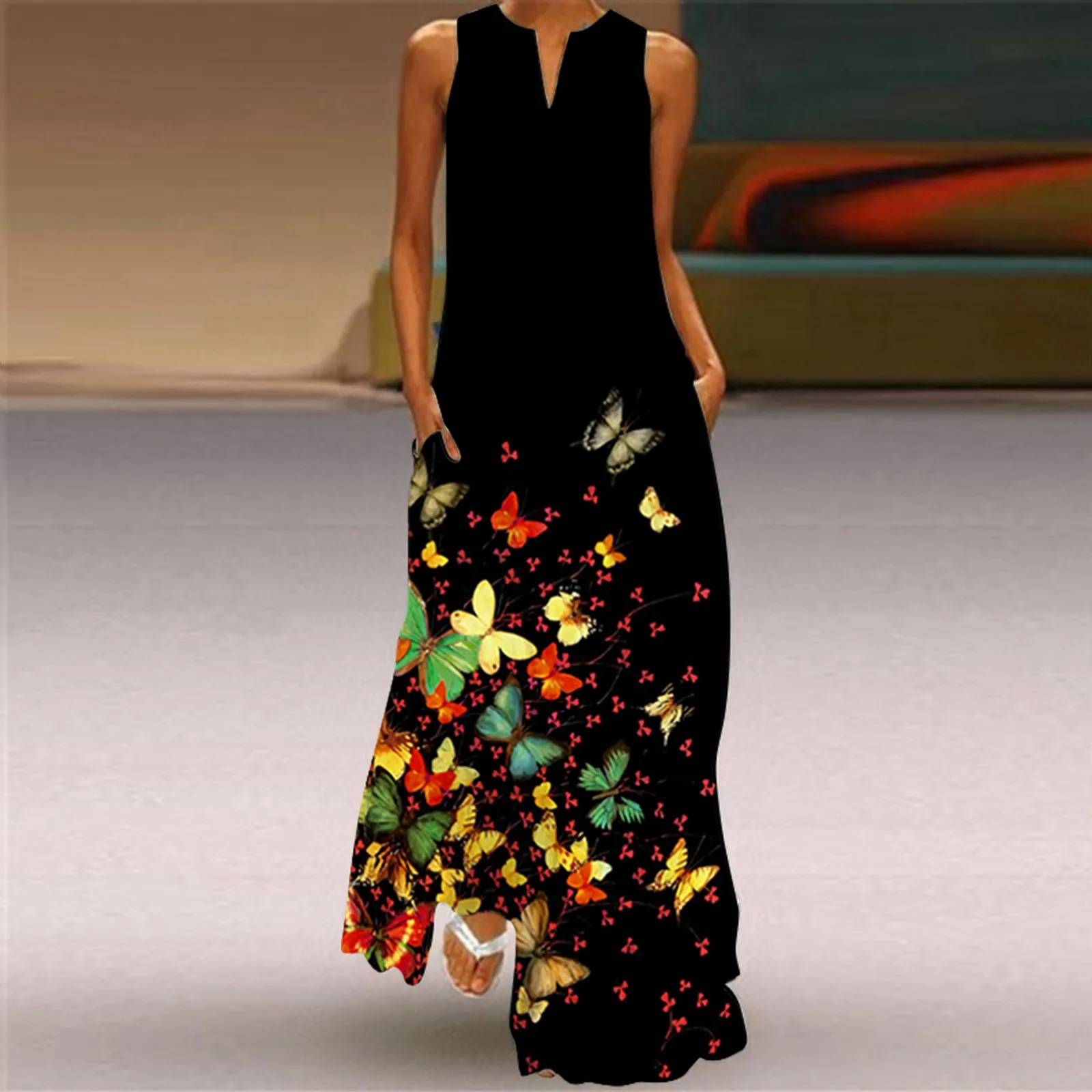 Maxi Print Women's Vintage Printed Dresses Summer Boho Sleeveless V-Neck Long Dress Ladies Casual Elegant Beach Party Maxi Dress
Maxi Print Women's Vintage Printed Dresses Summer Boho Sleeveless V-Neck Long Dress Ladies Casual Elegant Beach Party Maxi Dress