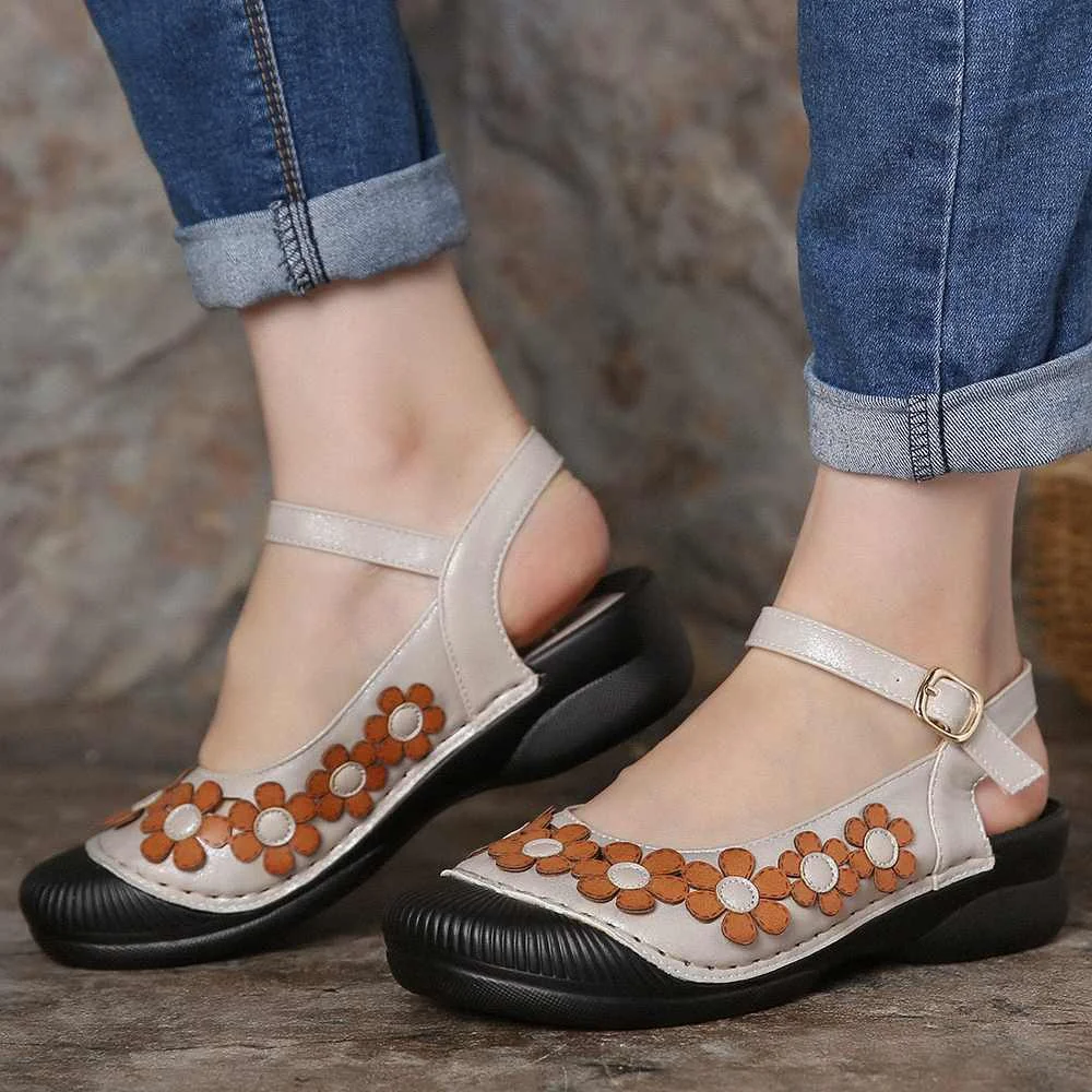 2022 New Splicing Flower Breathable Slingback Buckle Flat Sandals Comfortable PU Leather Sandals Shoes Summer Women Beach Shoes
2022 New Splicing Flower Breathable Slingback Buckle Flat Sandals Comfortable PU Leather Sandals Shoes Summer Women Beach Shoes