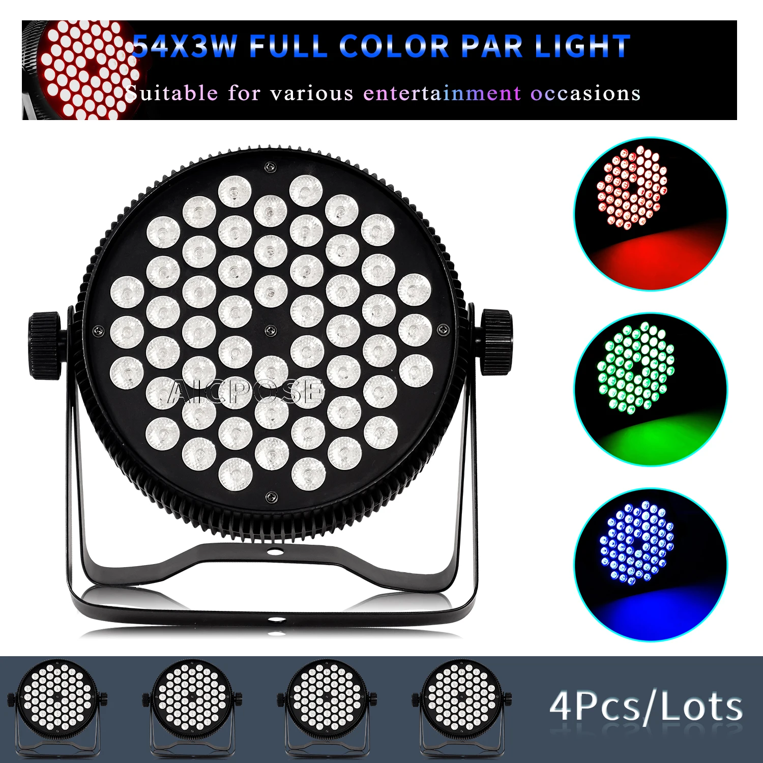 4Pcs/Lots 54x3W RGB 3 in 1 LED Par Light Aluminum Flat Stage Light DMX512 Control DJ Disco Equipment Bar Dance Floor Lighting
4Pcs/Lots 54x3W RGB 3 in 1 LED Par Light Aluminum Flat Stage Light DMX512 Control DJ Disco Equipment Bar Dance Floor Lighting