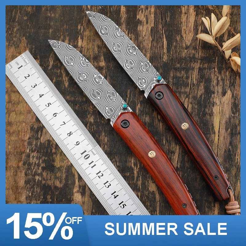 Petrified fish PF719DM 110 Layer Damascus steel Blade wooden handle folding knife outdoor pocket edc tools Leather case
Petrified fish PF719DM 110 Layer Damascus steel Blade wooden handle folding knife outdoor pocket edc tools Leather case