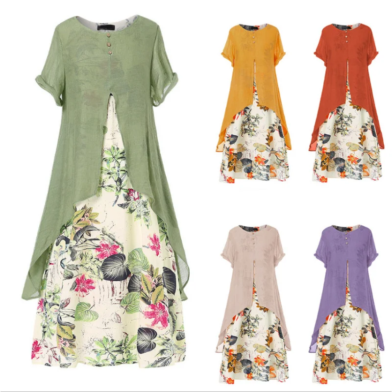 MOONBIFFY Summer Women Patchwork Long Dress Vintage Floral Printed Short Sleeve Sundress Casual Retro Party Vestido Femme Dress
MOONBIFFY Summer Women Patchwork Long Dress Vintage Floral Printed Short Sleeve Sundress Casual Retro Party Vestido Femme Dress