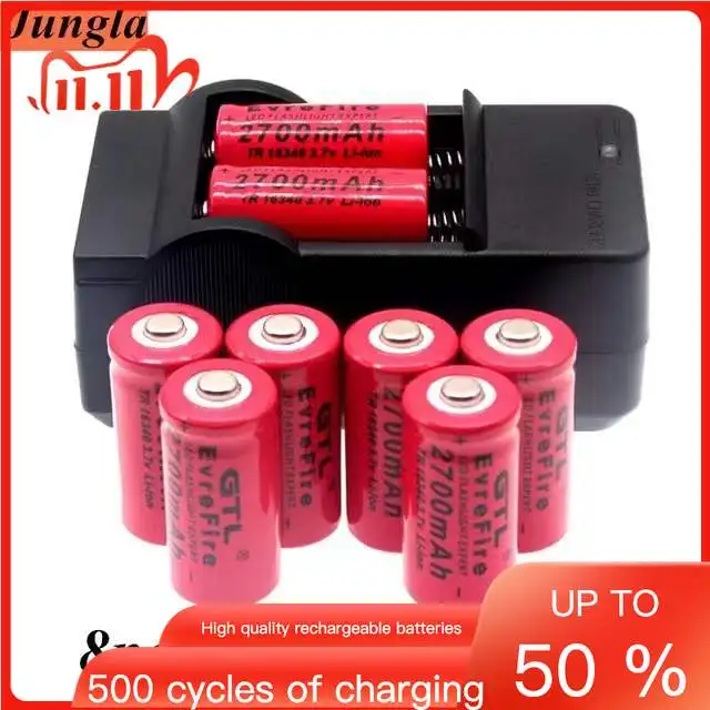 2700mAh Rechargeable 3.7V Li-ion 16340 Batteries CR123A Battery For LED Flashlight Travel Wall Charger For 16340 CR123A Battery
2700mAh Rechargeable 3.7V Li-ion 16340 Batteries CR123A Battery For LED Flashlight Travel Wall Charger For 16340 CR123A Battery