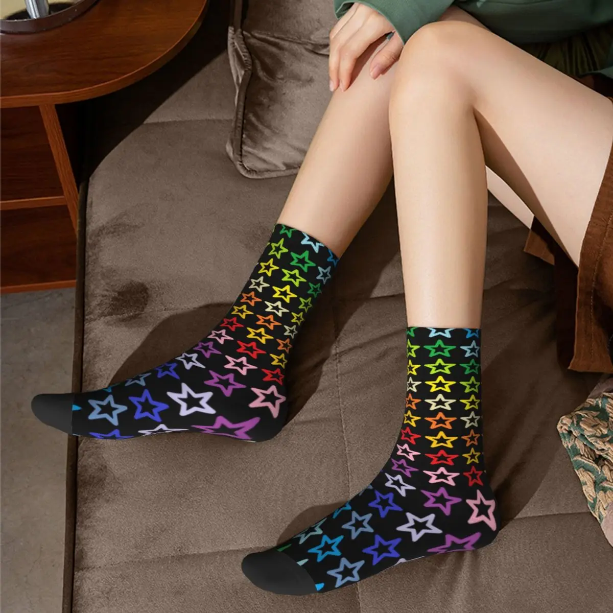 Broader Spectrum Rainbow Socks Outline Stars Print Fitness Soft Mid Stockings Large Chemical Fiber Old School Youth Socks
Broader Spectrum Rainbow Socks Outline Stars Print Fitness Soft Mid Stockings Large Chemical Fiber Old School Youth Socks