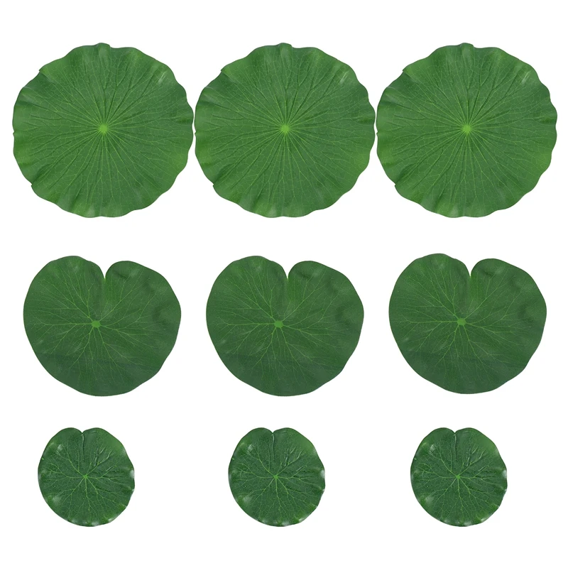 

Pack Of 9 Artificial Floating Foam Lotus Leaves Water Lily Pads Ornaments Green Perfect For Patio Koi Fish Pond Pool Aquarium