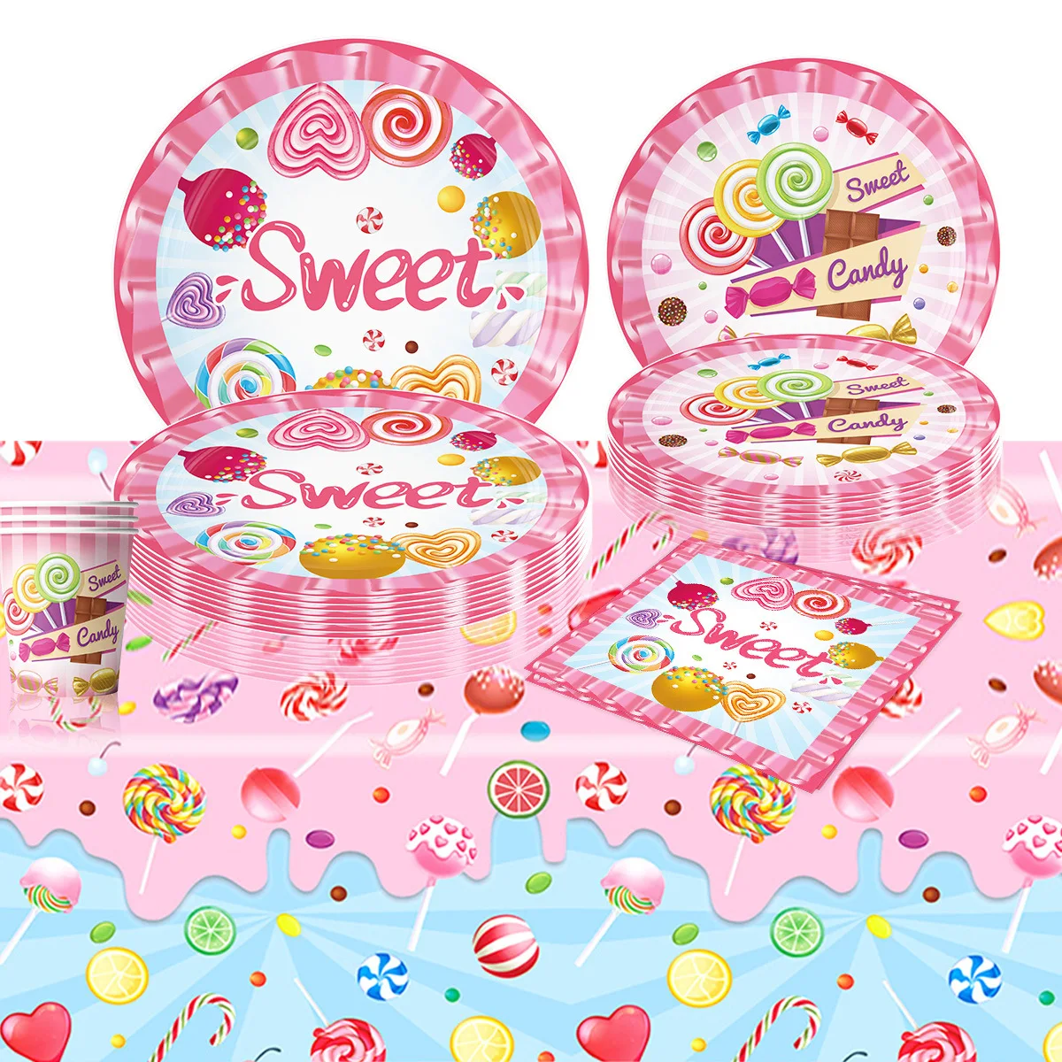 Sweet Lollipop Theme Party Tableware Sets Disposable Candy Plates Cups Napkins Girls Birthday Party Decorations Kids Baby Shower
Sweet Lollipop Theme Party Tableware Sets Disposable Candy Plates Cups Napkins Girls Birthday Party Decorations Kids Baby Shower