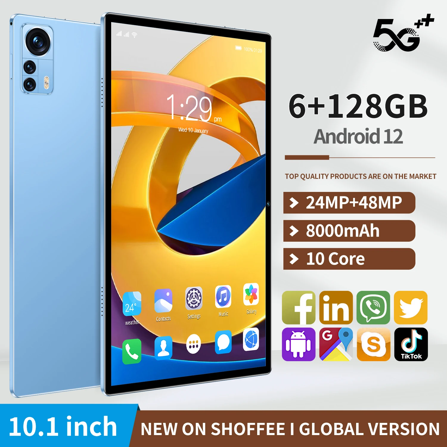 Новинка, 10,1-дюймовый планшет, Android 10,1, восемь ядер, телефон, Google Play, 6 ГБ ОЗУ, 10,0 Гб ПЗУ, планшетный ПК, Wi-Fi, Bluetooth, Type-C
Новинка, 10,1-дюймовый планшет, Android 10,1, восемь ядер, телефон, Google Play, 6 ГБ ОЗУ, 10,0 Гб ПЗУ, планшетный ПК, Wi-Fi, Bluetooth, Type-C