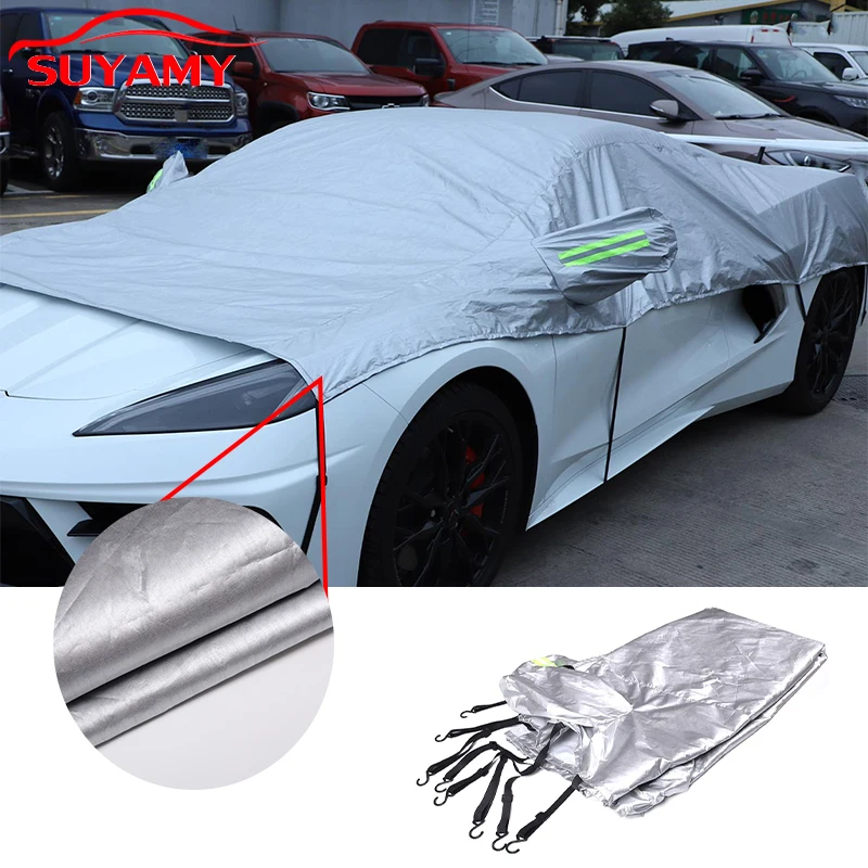 

Car Cover Anti-UV Sun Shade Snow Rain Dust Polyester Taffeta Protection Cover For 2020-2023 Corvette C8 Car Accessories