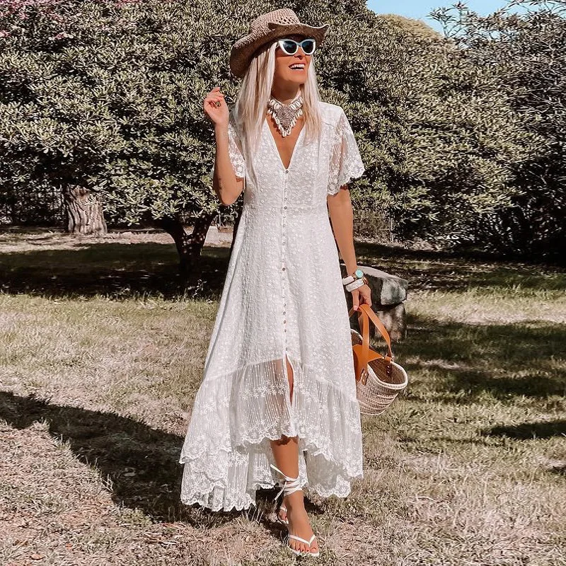 Women Elegant V Neck Slim Long Dress Fashion Casual Sexy Short Sleeve V Neck High Waist Corset Single Breasted Bohemian Dress
Women Elegant V Neck Slim Long Dress Fashion Casual Sexy Short Sleeve V Neck High Waist Corset Single Breasted Bohemian Dress