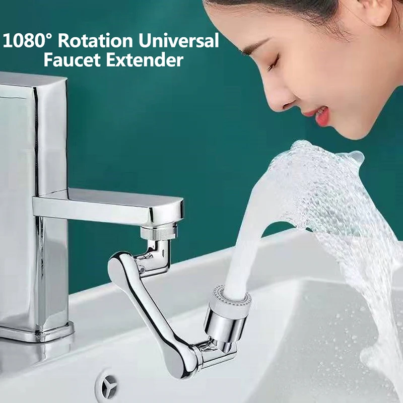 

New Universal 1080 Rotation Extender Faucet Aerator Plastic Splash Filter Kitchen Washbasin Faucets Bubbler Nozzle Robotic Arm