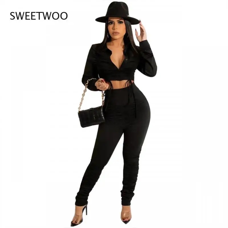 Spring and Autumn Women's Fashion Casual Drawstring Pleated Solid Color Two-Piece Suit Lapel Tight-Fitting Pants
Spring and Autumn Women's Fashion Casual Drawstring Pleated Solid Color Two-Piece Suit Lapel Tight-Fitting Pants