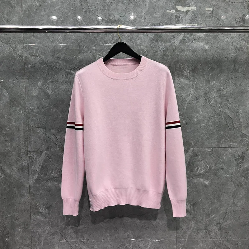 THOM Autunm Winter Men's s Fashion Brand Clothing Cotton Armband Stripe Crewneck Pullover Pink TB Sweater
THOM Autunm Winter Men's s Fashion Brand Clothing Cotton Armband Stripe Crewneck Pullover Pink TB Sweater