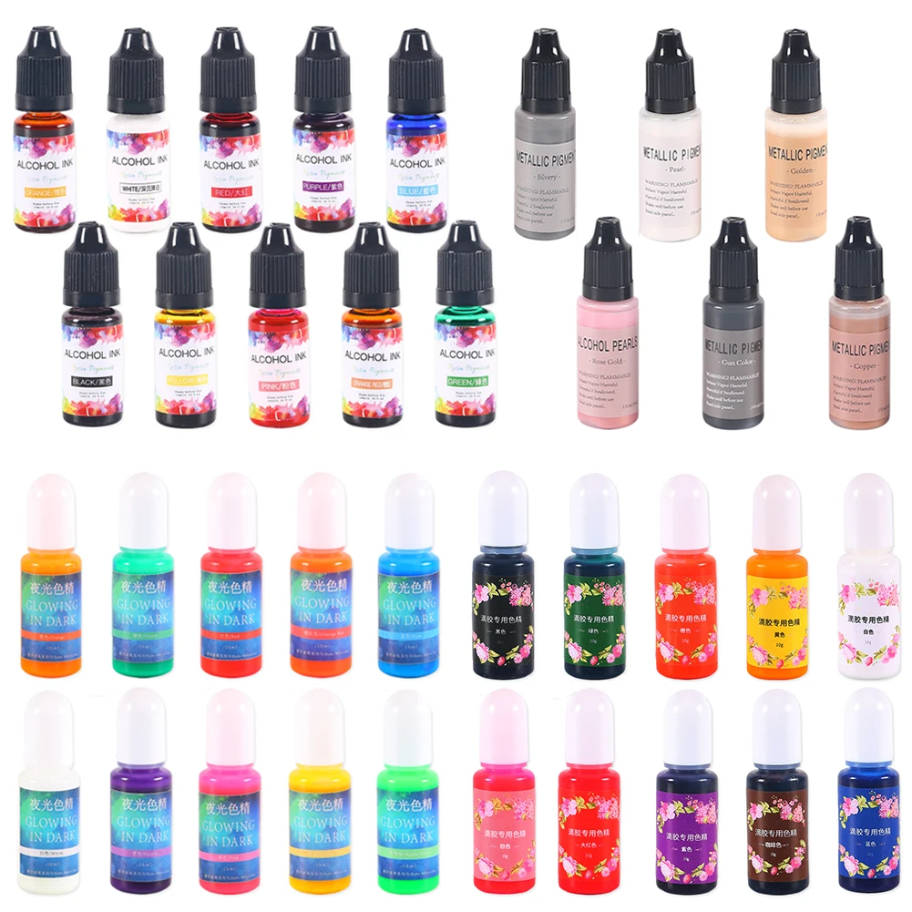 Resin Pigment Liquid Glow in The Dark Epoxy Resin Dye 6/10 Color Alcohol Ink Metallic Colorant DIY Jewelry Crafts Art Coloring
Resin Pigment Liquid Glow in The Dark Epoxy Resin Dye 6/10 Color Alcohol Ink Metallic Colorant DIY Jewelry Crafts Art Coloring