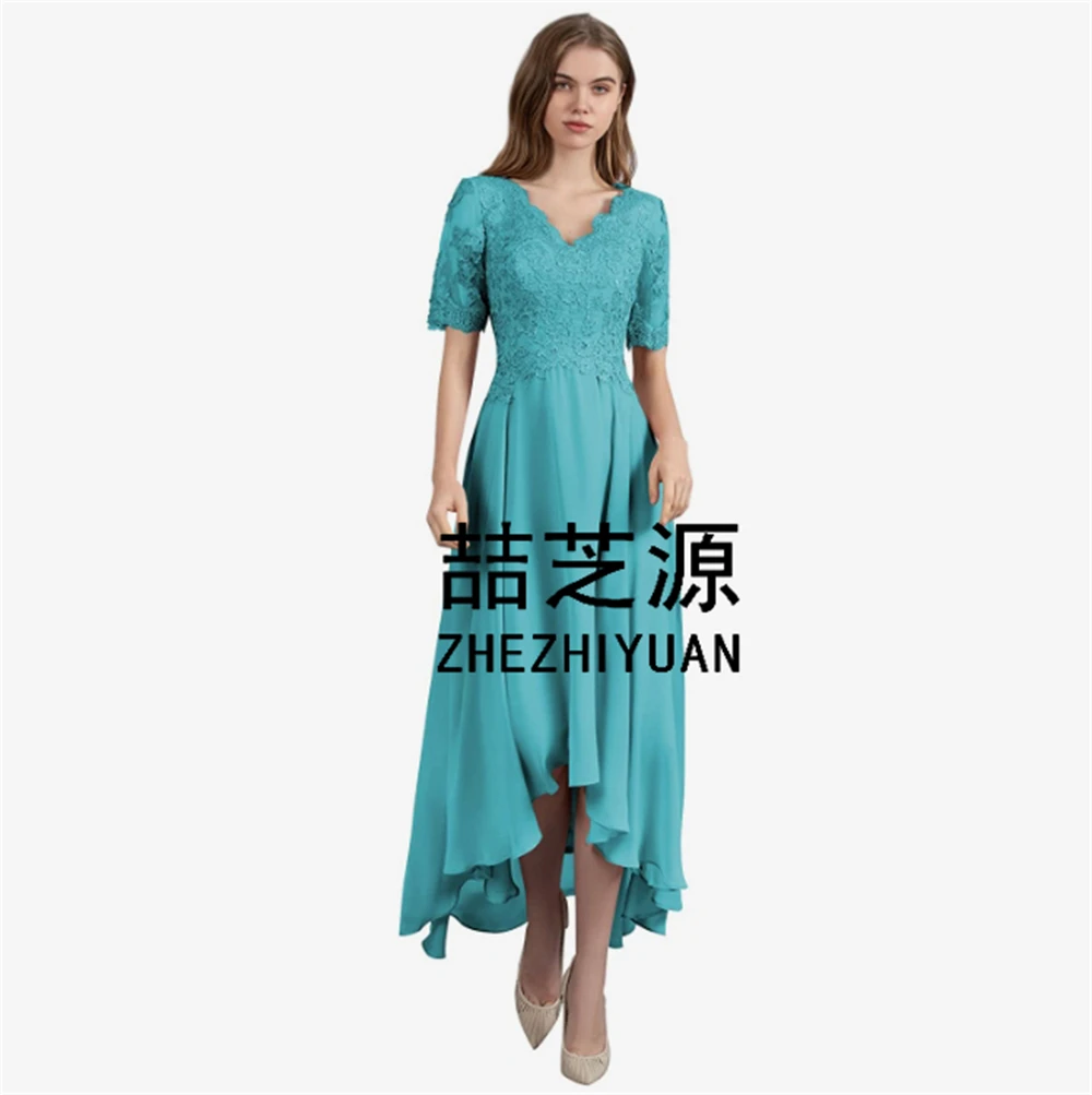 Vintage Mother of the Bride Dresses Short Sleeves V-Neck Lace Appliques Lace-Up High-Low Vestido De Madrinha 2023 Custom Made
Vintage Mother of the Bride Dresses Short Sleeves V-Neck Lace Appliques Lace-Up High-Low Vestido De Madrinha 2023 Custom Made