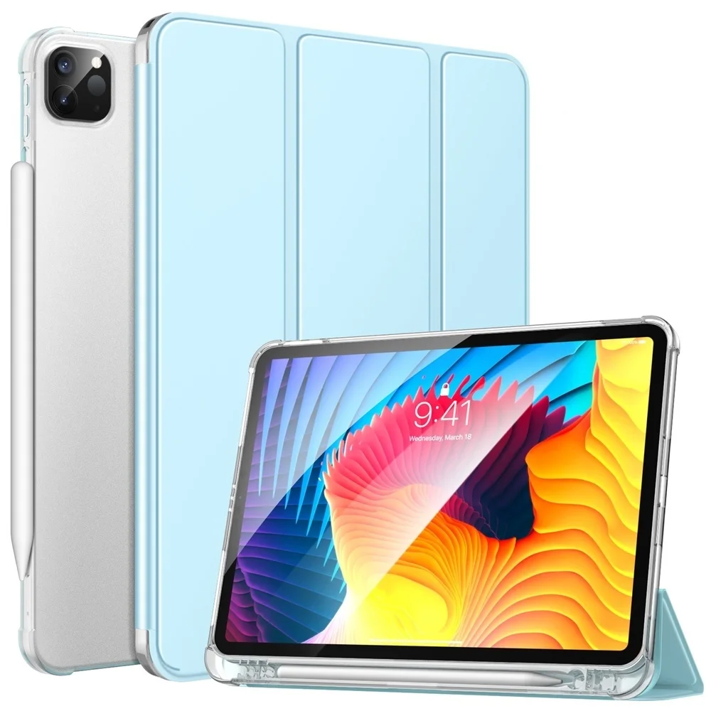 Чехол для нового iPad Pro 11 дюймов 2021 (3-е поколение) с держателем для карандашей Apple, мягкая ТПУ Смарт-подставка тройного сложения, полупрозрачна...
Чехол для нового iPad Pro 11 дюймов 2021 (3-е поколение) с держателем для карандашей Apple, мягкая ТПУ Смарт-подставка тройного сложения, полупрозрачна...