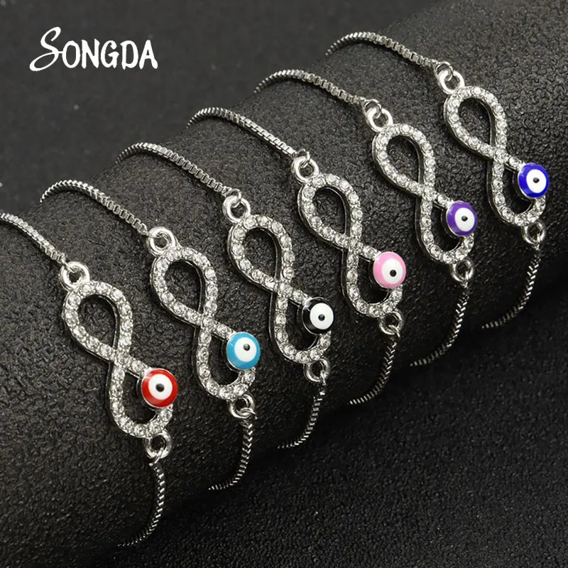 Fashion Enamel Crystal Rhinestone Turkish Evil Eye Bracelet Lucky Eyes Infinity Symbol Bracelets Adjustable Chain Bangle Jewelry
Fashion Enamel Crystal Rhinestone Turkish Evil Eye Bracelet Lucky Eyes Infinity Symbol Bracelets Adjustable Chain Bangle Jewelry