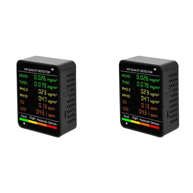 2X 6 в 1 PM2.5 PM10 HCHO TVOC CO CO2 детектор качества воздуха CO CO2 Монитор формальдегида офисный тестер качества воздуха, черный
2X 6 в 1 PM2.5 PM10 HCHO TVOC CO CO2 детектор качества воздуха CO CO2 Монитор формальдегида офисный тестер качества воздуха, черный
