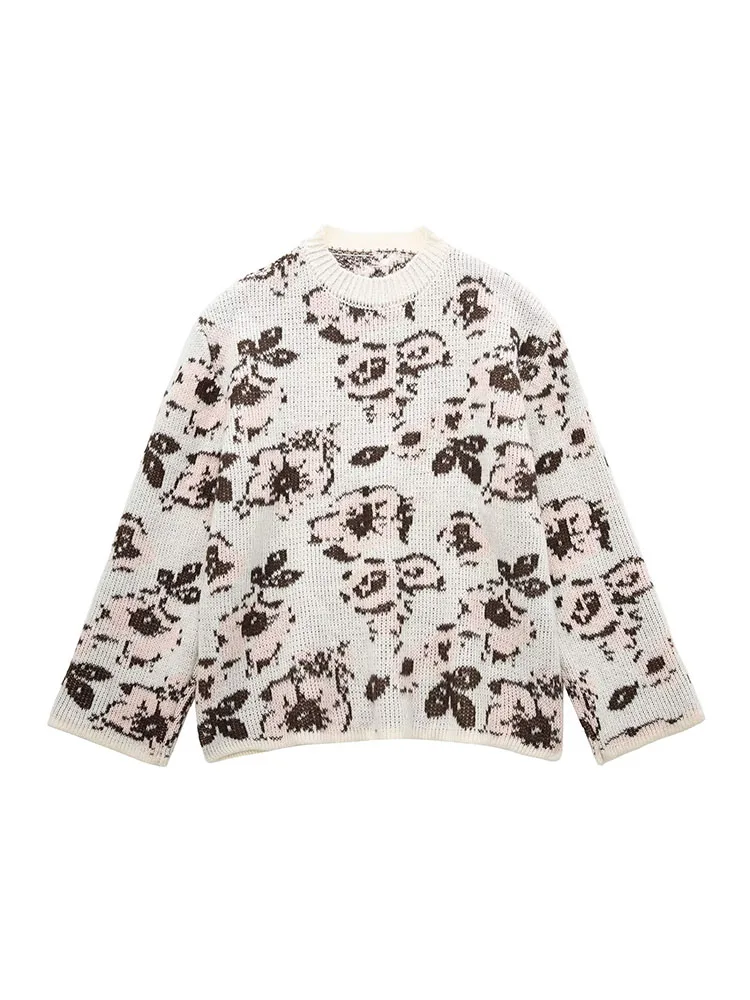 Women 2022 Autumn Fashion flower jacquard weave Knitted Sweater Vintage round Neck Long Sleeve Female Pullovers Chic Tops
Women 2022 Autumn Fashion flower jacquard weave Knitted Sweater Vintage round Neck Long Sleeve Female Pullovers Chic Tops