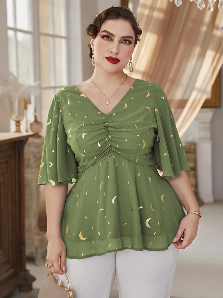 TOLEEN Cheap Fashion Moon Women Blouse Plus Size Tops 2022 Summer Black Green Casual Slim Ruffle Sleeve Oversize Shirts Clothing
TOLEEN Cheap Fashion Moon Women Blouse Plus Size Tops 2022 Summer Black Green Casual Slim Ruffle Sleeve Oversize Shirts Clothing