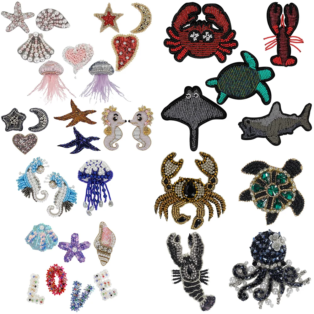 Exquisite Handmade Rhinestone Bead Sequin Patch LOVE Heart Moon SeaStar Shell Jellyfish Octopus Crab Lobster Badge Sew Crystal
Exquisite Handmade Rhinestone Bead Sequin Patch LOVE Heart Moon SeaStar Shell Jellyfish Octopus Crab Lobster Badge Sew Crystal
