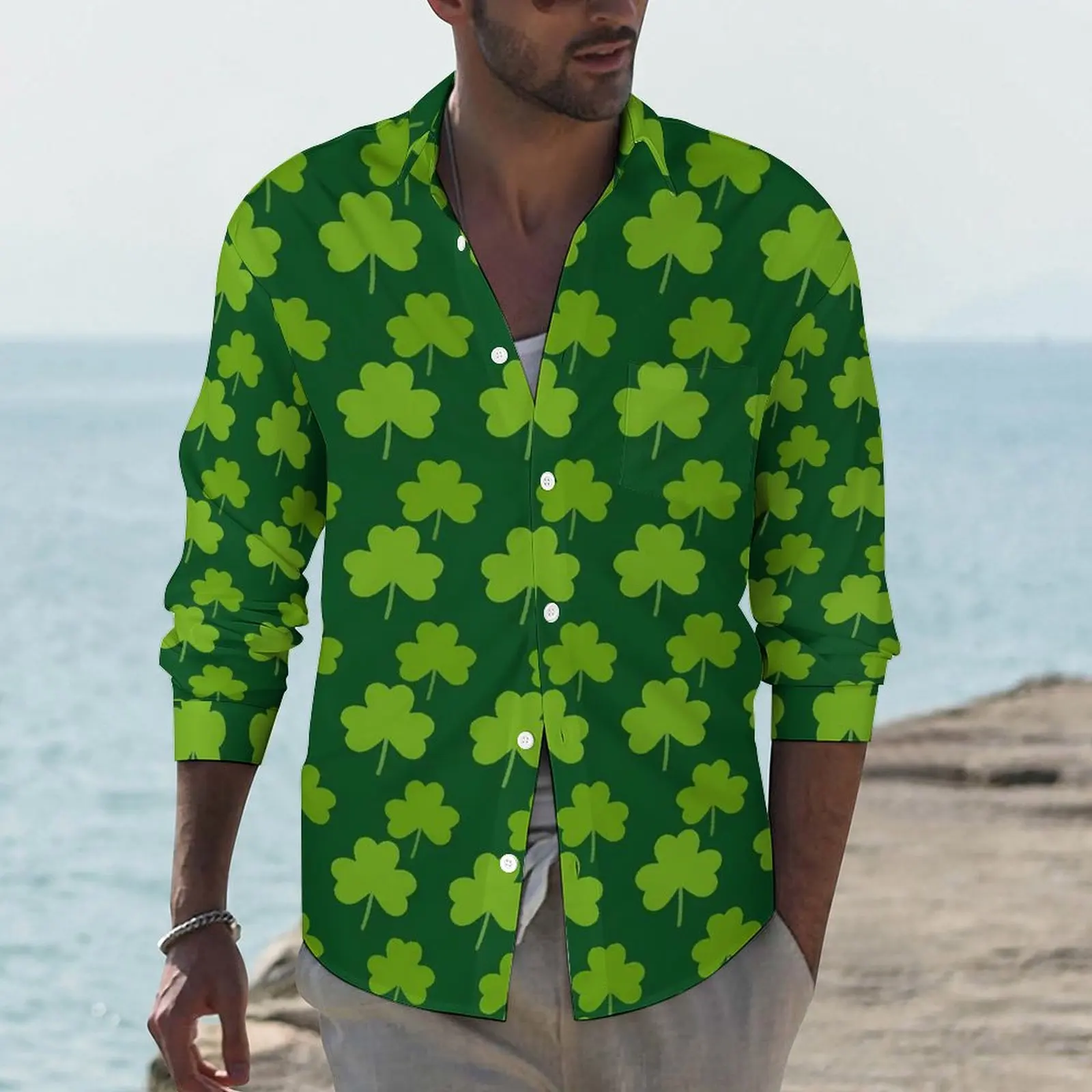 St Patricks Day Casual Shirts Men Lucky Green Shamrock Shirt Long Sleeve Loose Street Blouses Autumn Graphic Clothes Plus Size
St Patricks Day Casual Shirts Men Lucky Green Shamrock Shirt Long Sleeve Loose Street Blouses Autumn Graphic Clothes Plus Size
