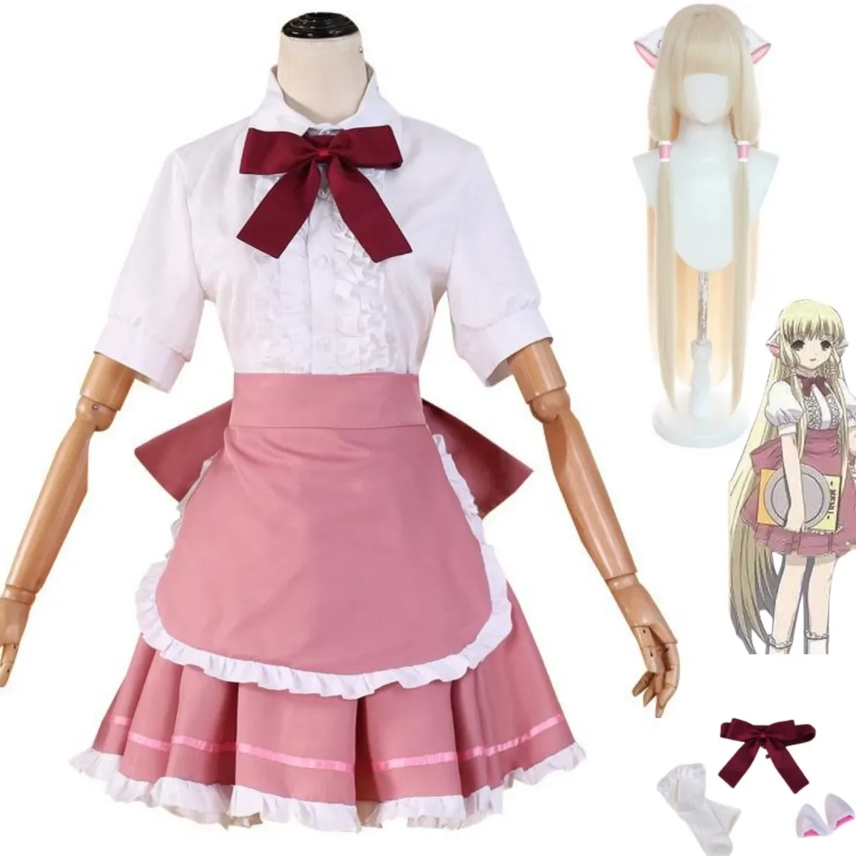 Косплей-костюм из аниме Chobits Chi, парик, розовое платье горничной, аксессуары в стиле "Лолита", женский сексуальный костюм для Хэллоуина, дня рождения, женский костюм
Косплей-костюм из аниме Chobits Chi, парик, розовое платье горничной, аксессуары в стиле "Лолита", женский сексуальный костюм для Хэллоуина, дня рождения, женский костюм