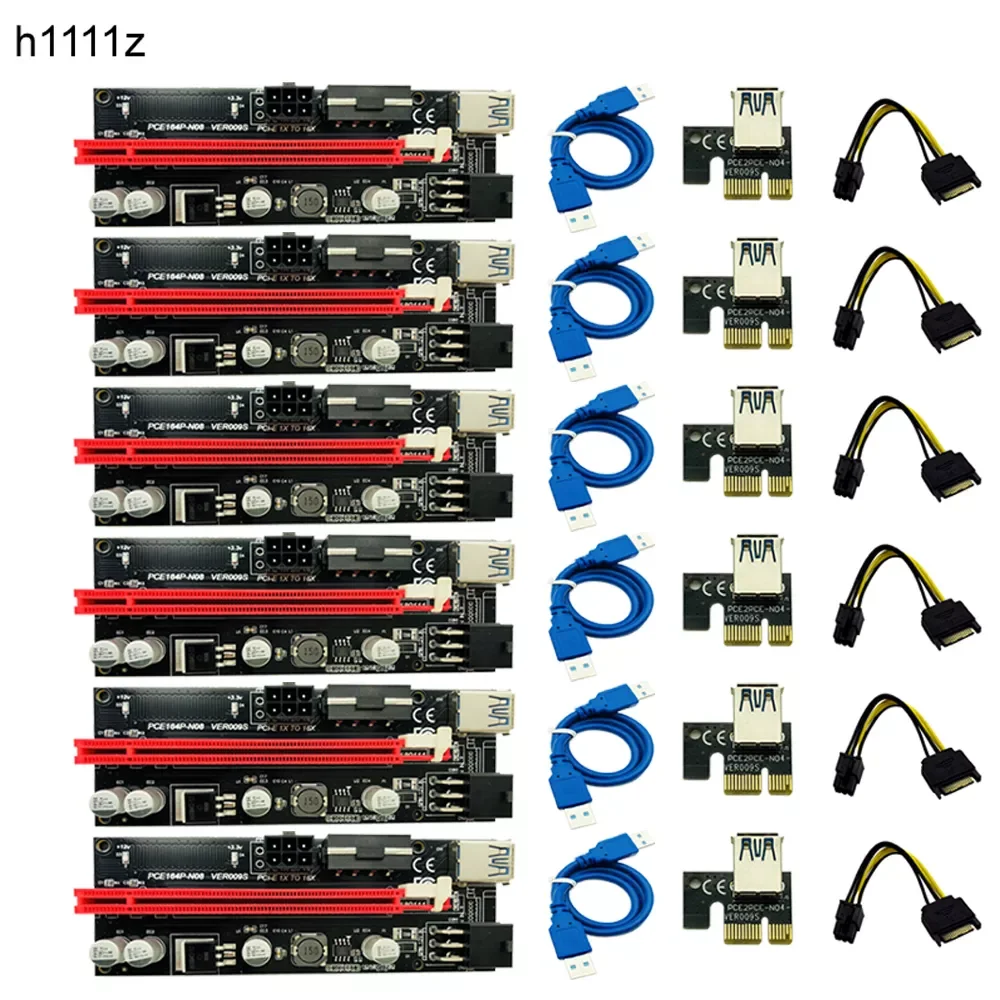 6pcs Newest VER009 USB 3.0 PCI-E Riser VER 009S Express 1X 4x 8x 16x Extender Riser Adapter Card SATA 15pin to 6 pin Power Cable 
6pcs Newest VER009 USB 3.0 PCI-E Riser VER 009S Express 1X 4x 8x 16x Extender Riser Adapter Card SATA 15pin to 6 pin Power Cable