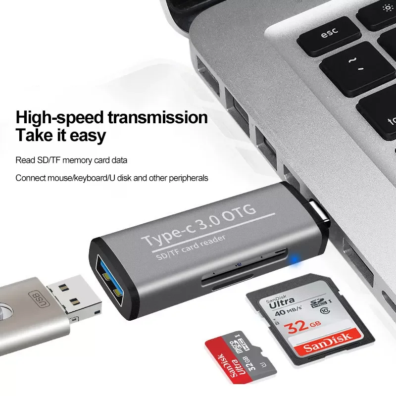 Type-C Card Reader USB 3.0&Type C SD Micro SD TF Card Reader For PC Laptop Accessories Smart Memory Card Reader OTG Adapter
Type-C Card Reader USB 3.0&Type C SD Micro SD TF Card Reader For PC Laptop Accessories Smart Memory Card Reader OTG Adapter