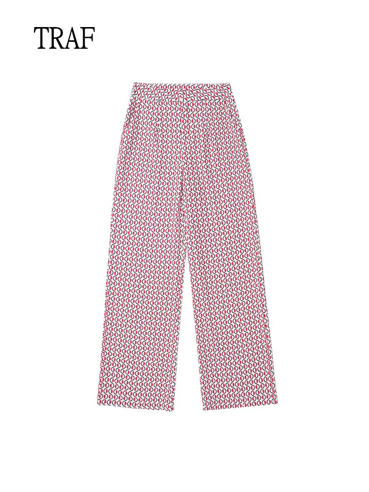 TRAF Print Straight Pants Women 2022 Summer Women's Pants Fashion High Waist Trouser Chic Side Pockets Loose Wide Pant
TRAF Print Straight Pants Women 2022 Summer Women's Pants Fashion High Waist Trouser Chic Side Pockets Loose Wide Pant
