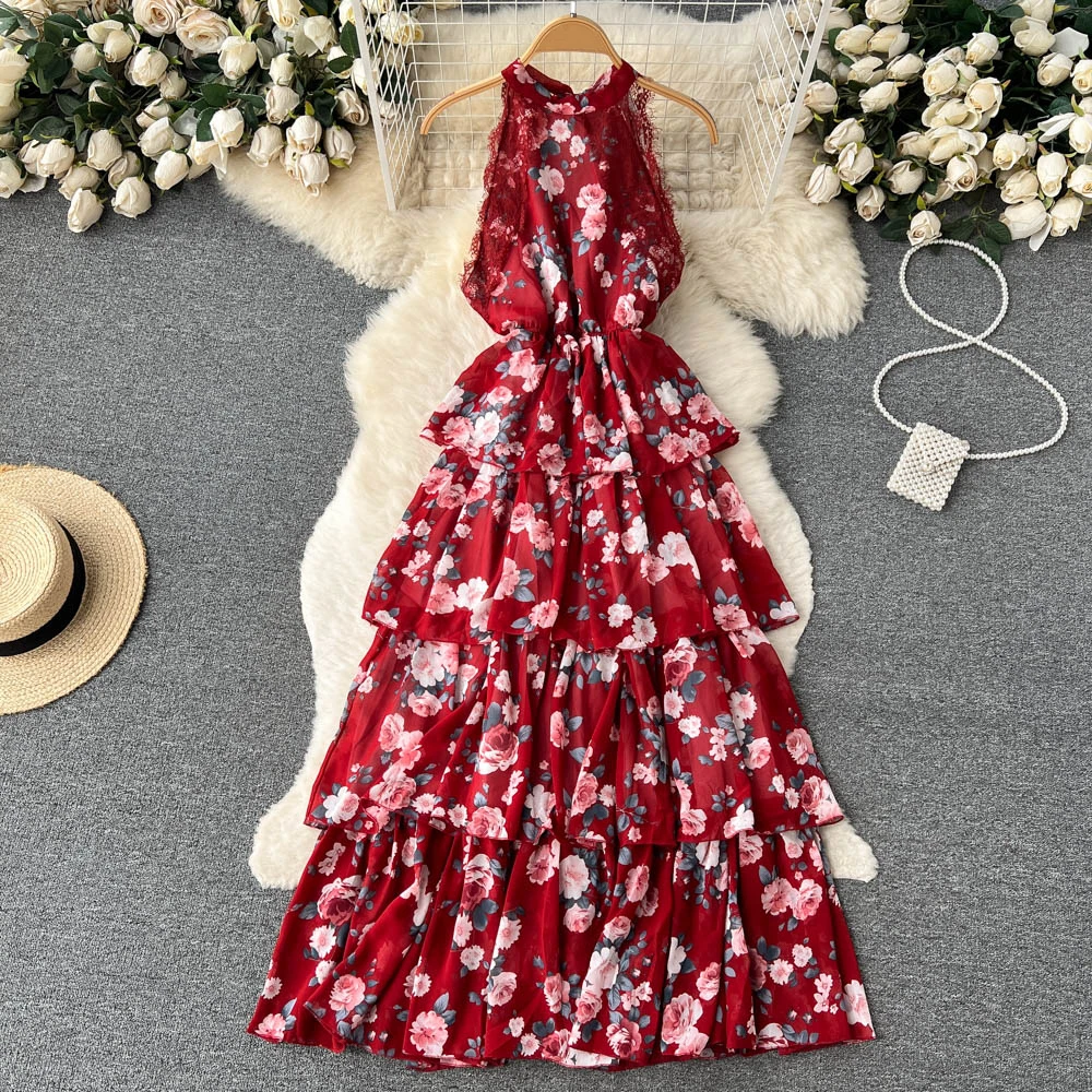 Clothland Women Vintage Floral Lace Dress Ball Gown Sleeveless Ruffle Layers Sleeveless Chiffon Midi Dresses Vestido QB777
Clothland Women Vintage Floral Lace Dress Ball Gown Sleeveless Ruffle Layers Sleeveless Chiffon Midi Dresses Vestido QB777