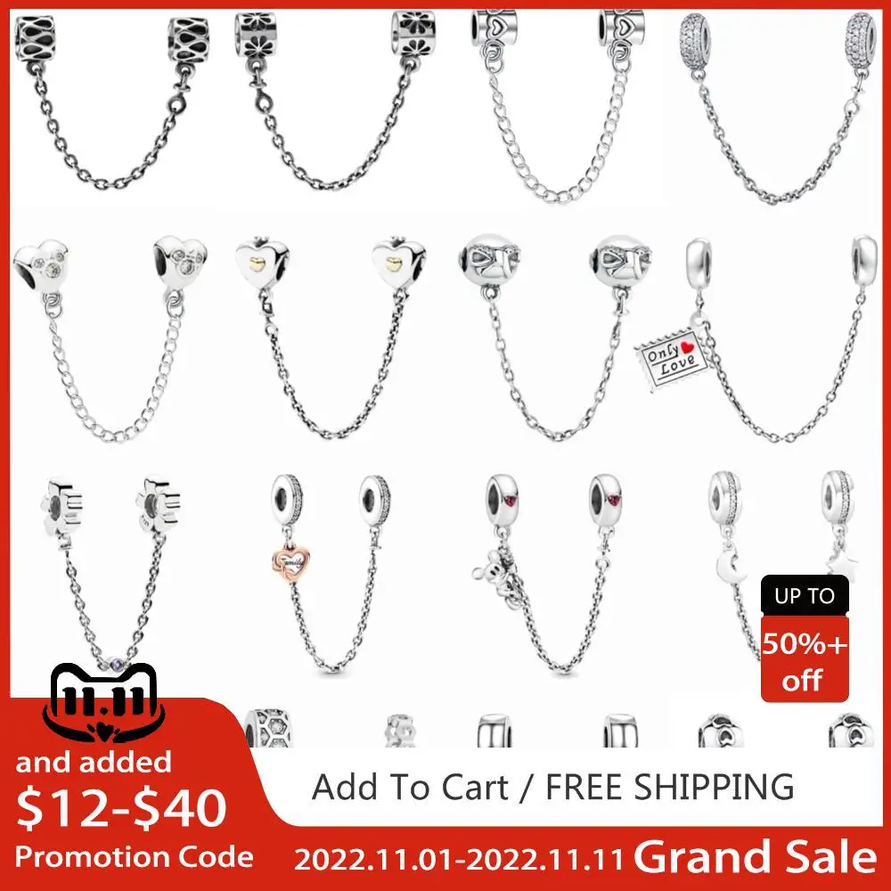 Classic Silver Charms Chain 925 Sterling Silver Bead 29 Types Safety Chain Fit Original Pandora Bracelets Women DIY Jewelry
Classic Silver Charms Chain 925 Sterling Silver Bead 29 Types Safety Chain Fit Original Pandora Bracelets Women DIY Jewelry