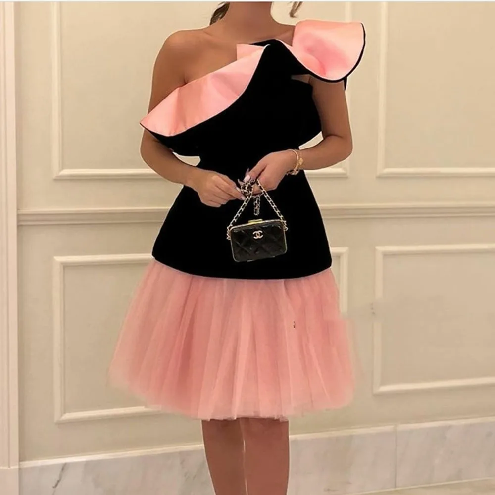 New for Women Evening Dress One Shoulder Knee Length Prom Party Gown Pleated Satin formal occasion dresses Tulle فساتين السهر
New for Women Evening Dress One Shoulder Knee Length Prom Party Gown Pleated Satin formal occasion dresses Tulle فساتين السهر