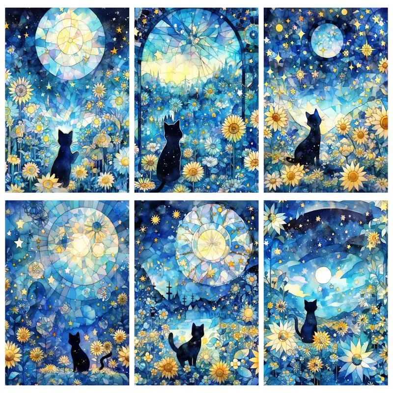

Набор для рисования по номерам RUOPOTY для начинающих, набор с синим звездным котом на холсте с номерами животных, домашний декор