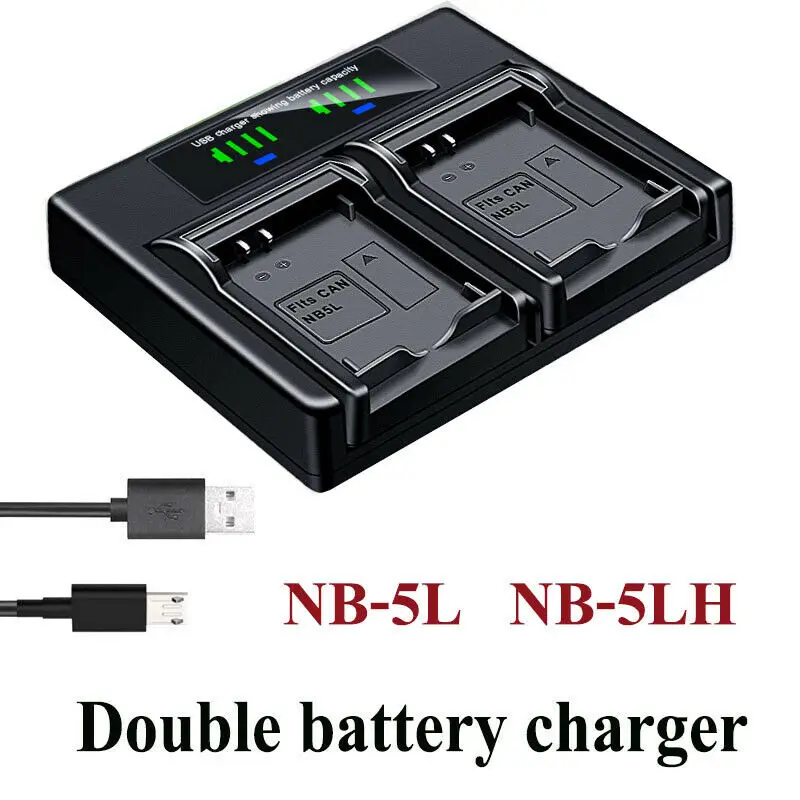 Dual Battery Charger For Canon NB-5L PowerShot SX200 SX210 SX220 IS SX230 HS
Dual Battery Charger For Canon NB-5L PowerShot SX200 SX210 SX220 IS SX230 HS