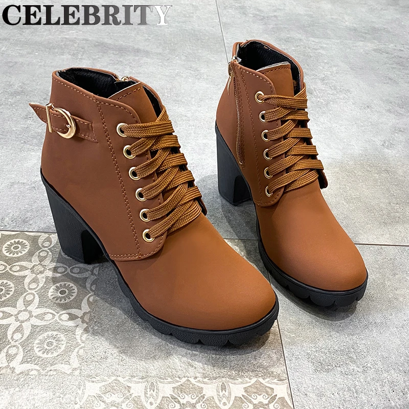 New spring and winter women's high heels high quality lace-up European women's shoes PU high heels
New spring and winter women's high heels high quality lace-up European women's shoes PU high heels