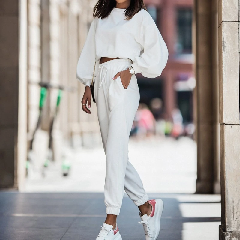 Women Casual Solid Two-piece Tracksuit Spring O Neck Long Sleeve Top Sweatshirt&Drawstring Pants Suit Autumn Loose Sportwear Set
Women Casual Solid Two-piece Tracksuit Spring O Neck Long Sleeve Top Sweatshirt&Drawstring Pants Suit Autumn Loose Sportwear Set