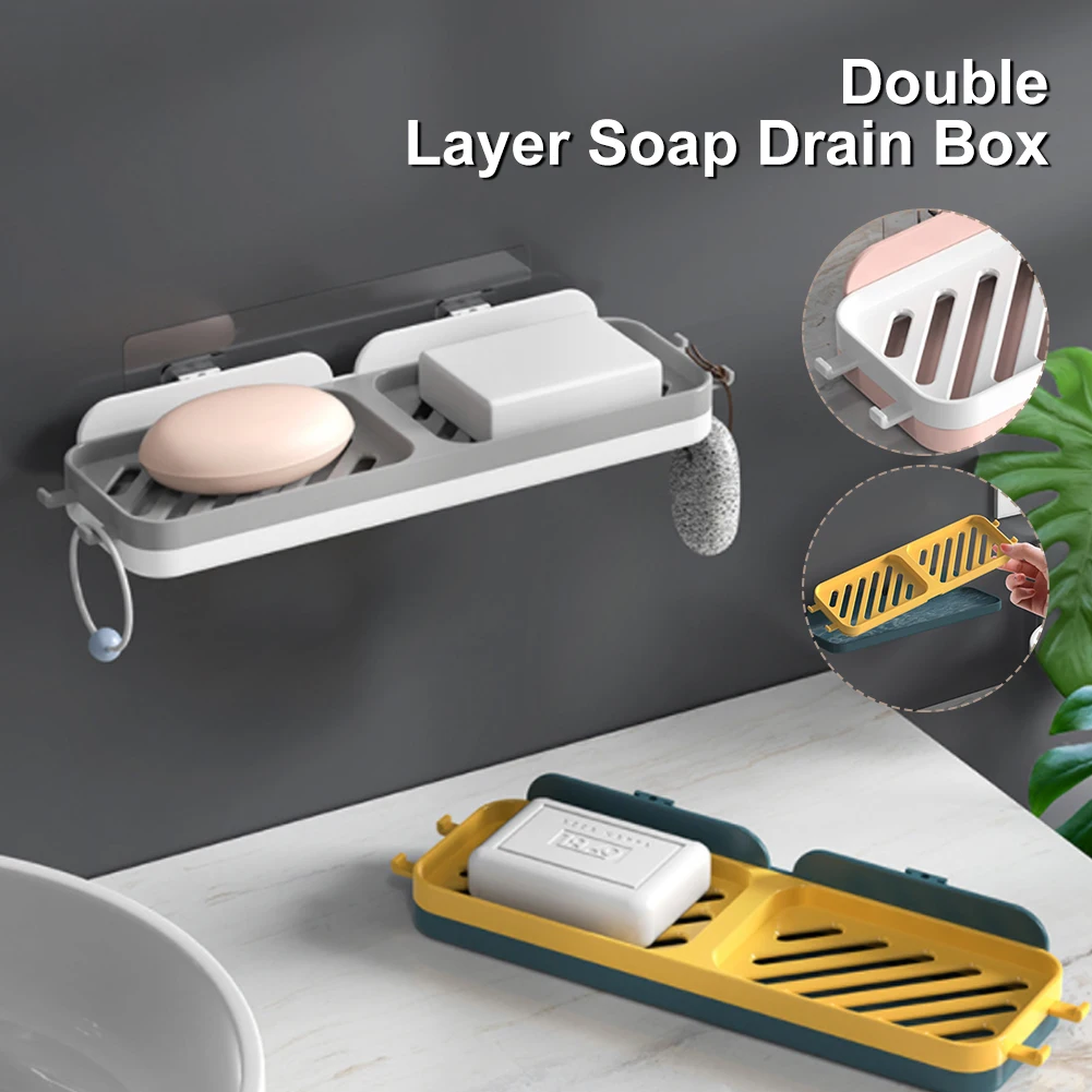 Soap Dishes Box Wall Shower Soap Tray Holder for Bathroom Double layer Storage Basket Soap rack Shelf Kitchen Tools
Soap Dishes Box Wall Shower Soap Tray Holder for Bathroom Double layer Storage Basket Soap rack Shelf Kitchen Tools