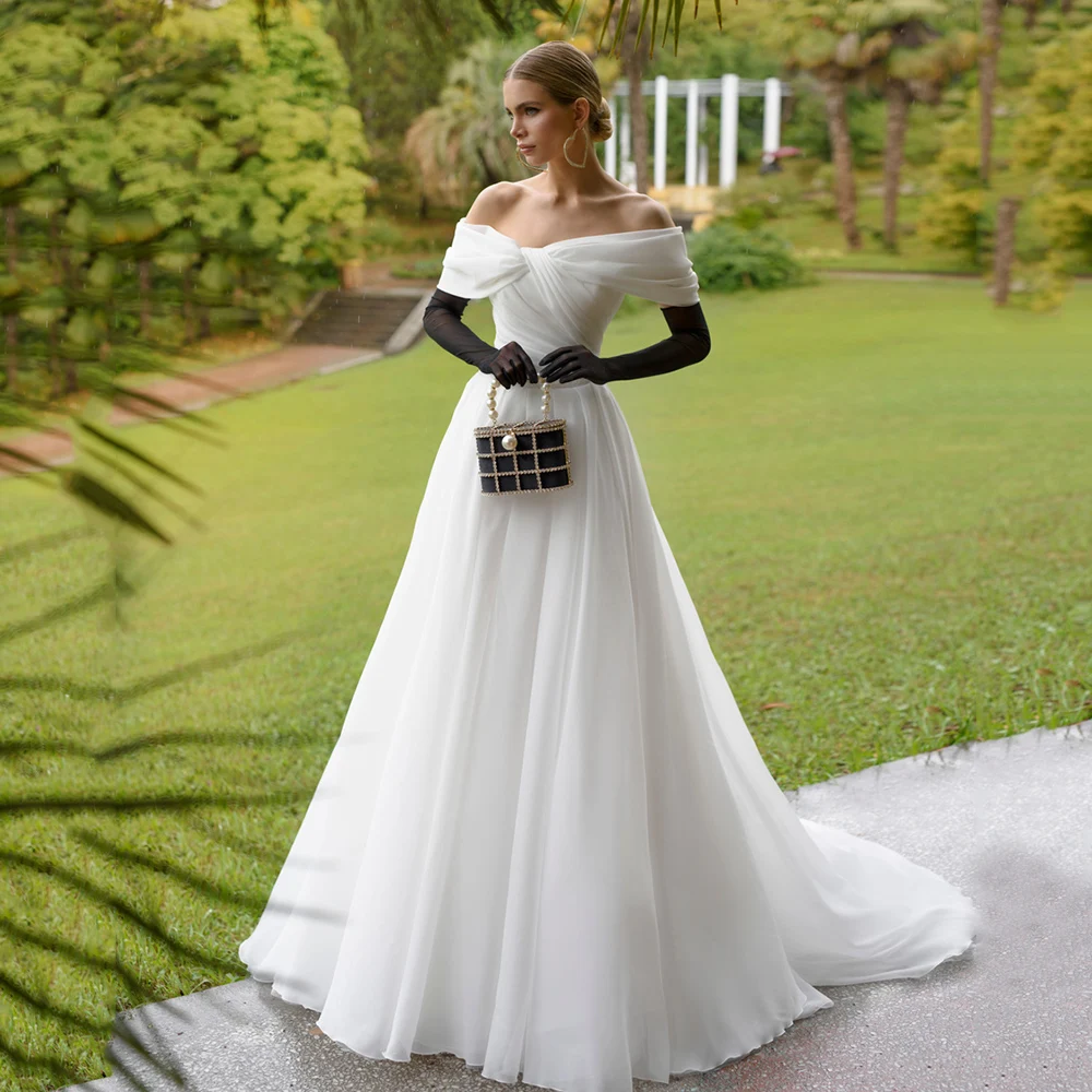 

Женское свадебное платье с открытыми плечами It's yiiya, белое ТРАПЕЦИЕВИДНОЕ платье из органзы на заказ с бисером на лето 2019