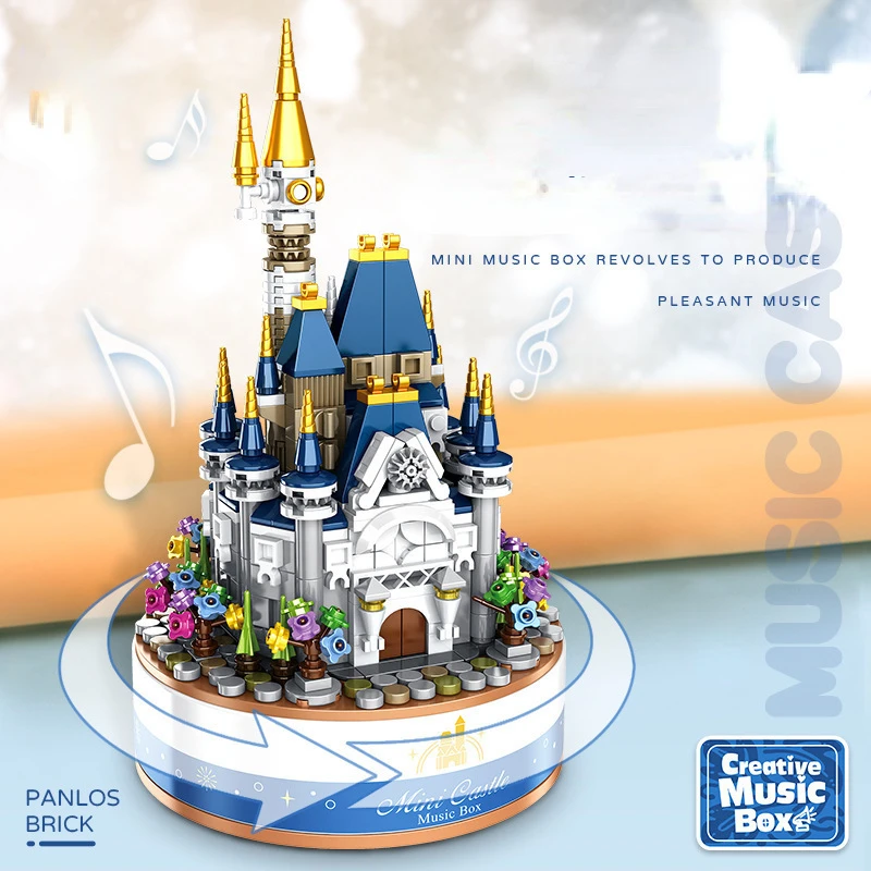 

Princess Disney Castle Building Blocks Brick Rotating Music Box Model Assembled Girl Play House Toy Kids Gift Toy