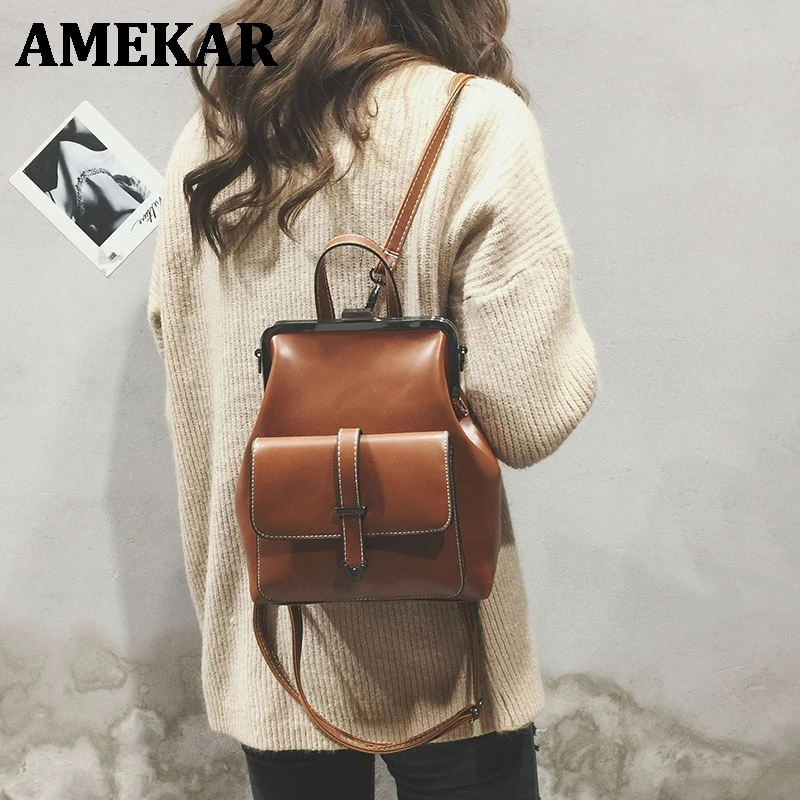 Brand Hasp PU Leather Small Backpack Retro Luxury Solid School Bags for Teenagers Girls Back Pack Bags 2022
Brand Hasp PU Leather Small Backpack Retro Luxury Solid School Bags for Teenagers Girls Back Pack Bags 2022