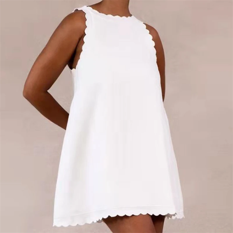 Sleeveless Tank Loose Dress New Solid Cotton Linen Mini Dress Women Fashion Simple Wave O Neck Casual Dresses For Girl
Sleeveless Tank Loose Dress New Solid Cotton Linen Mini Dress Women Fashion Simple Wave O Neck Casual Dresses For Girl
