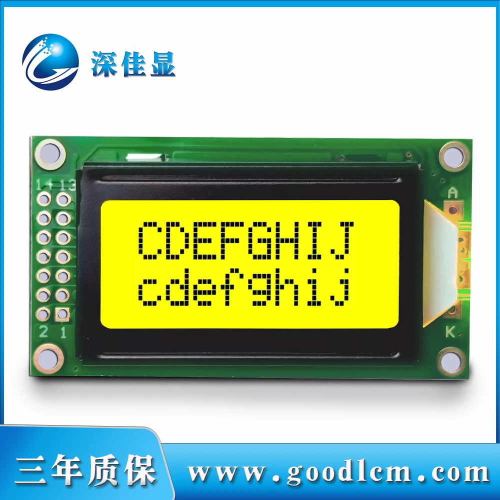 STN yellow green screen 0802lcd 08*02lcd display module CHARACTERS 8 CHARACTERS*2 LINES BUILT IN CONTROLLER SPLC780D OR KS0066
STN yellow green screen 0802lcd 08*02lcd display module CHARACTERS 8 CHARACTERS*2 LINES BUILT IN CONTROLLER SPLC780D OR KS0066