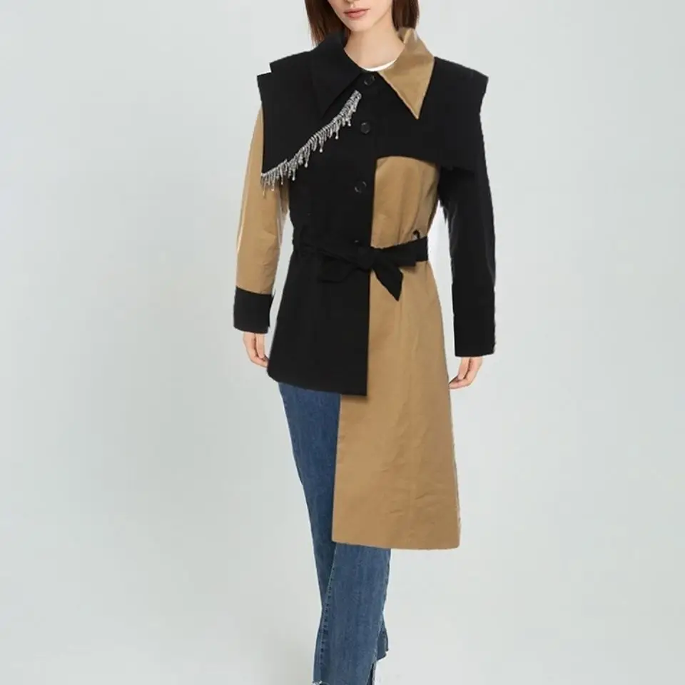VANOVICH Trench Coat Small Women's 2022 Spring New Patchwork Irregular Turn-down Collar Color Contrast Tassel Mid-length Coat
VANOVICH Trench Coat Small Women's 2022 Spring New Patchwork Irregular Turn-down Collar Color Contrast Tassel Mid-length Coat