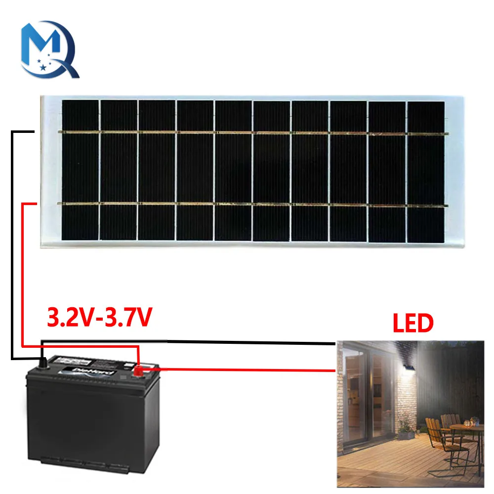 

6V3W Monocrystalline Silicon Photovoltaic Cell Solar Street Light Power Generation Plate Tempered Rechargeable 3.7v Battery