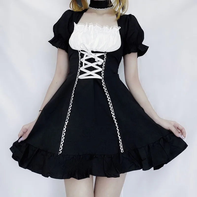 Vestidos Women Maid Dresses Kawaii Lolita Outfit French Milkmaid Costume Cosplay Bandage Sexy Waitress Dress Puff Sleeve Uniform
Vestidos Women Maid Dresses Kawaii Lolita Outfit French Milkmaid Costume Cosplay Bandage Sexy Waitress Dress Puff Sleeve Uniform