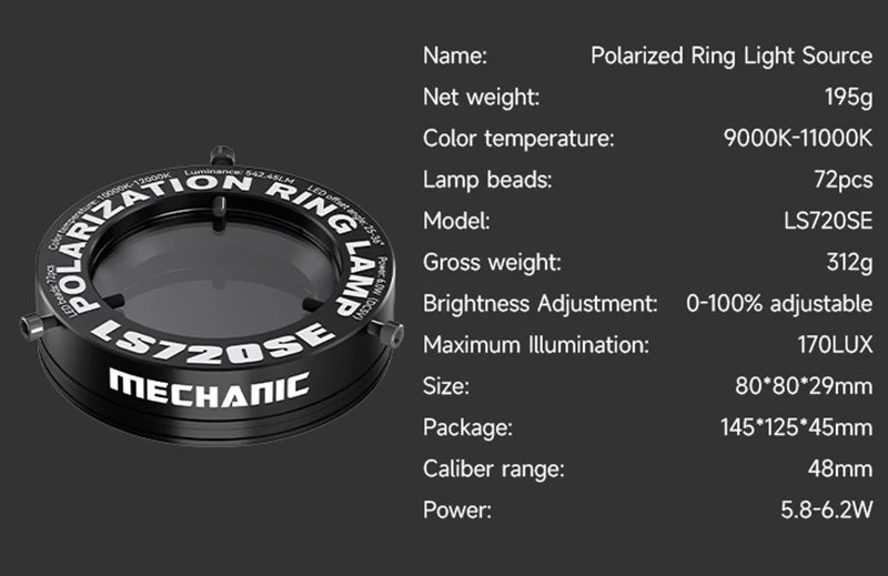 【MECHANIC】 LS720+ LS360 Кольцевая лампа для микроскопа Поляризованная кольцевая лампа устраняет отражение для пайки, ремонта стереомикроскопов 
【MECHANIC】 LS720+ LS360 Кольцевая лампа для микроскопа Поляризованная кольцевая лампа устраняет отражение для пайки, ремонта стереомикроскопов